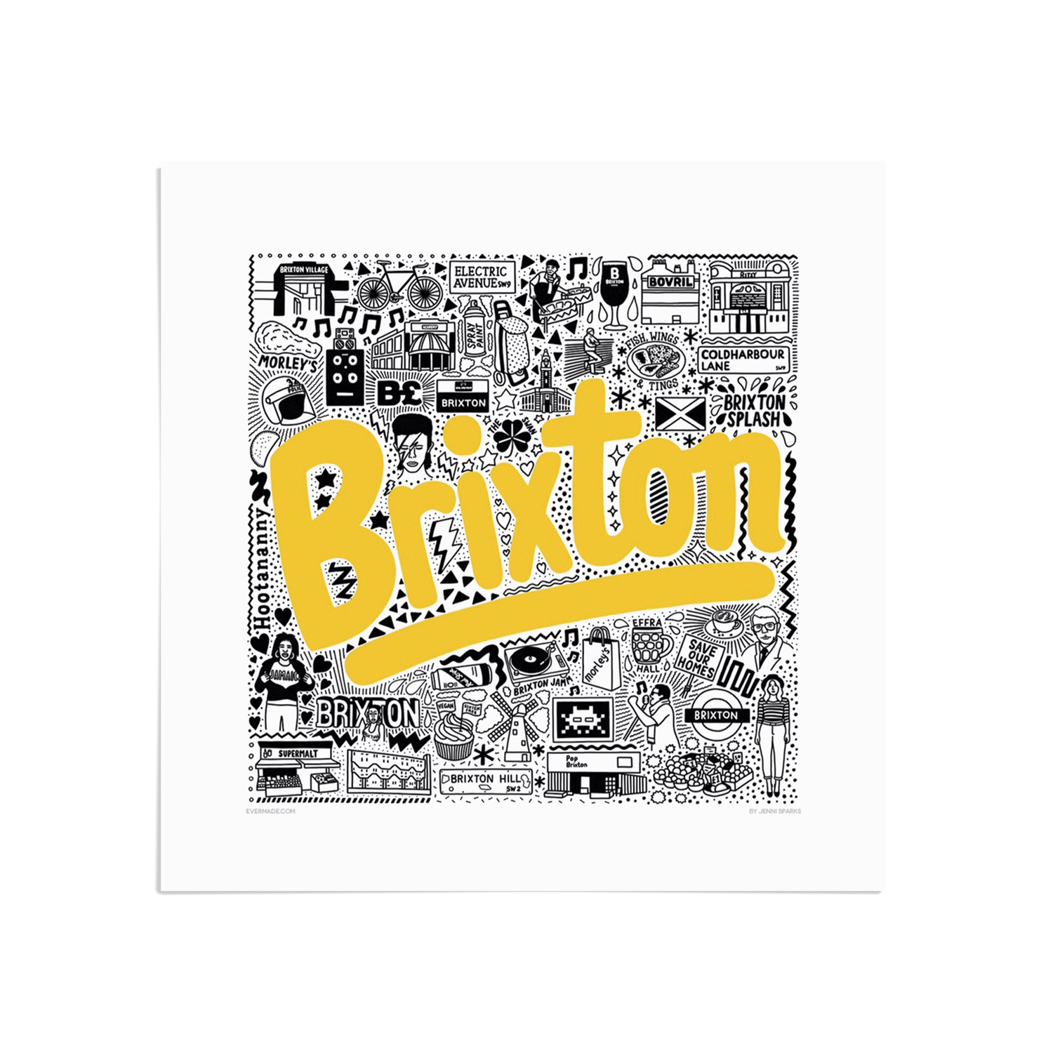 Place in Print Jenni Sparks Brixton Hometowns Art Print Unframed Place in Print Jenni Sparks Brixton Hometowns Art Print Unframed