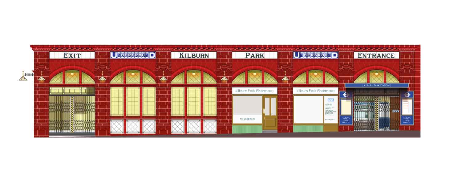 Place in Print artconsta Kilburn Park Station Drawing Art Print