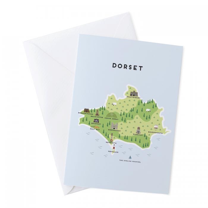 Place in Print Pepper Pot Studios Dorset Illustrated Map Greetings Card Place in Print Pepper Pot Studios Dorset Illustrated Map Greetings Card
