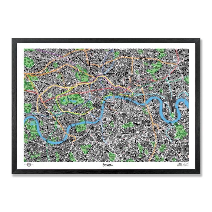 Place in Print Jenni Sparks London Hand Drawn Map Place in Print Jenni Sparks London Hand Drawn Map