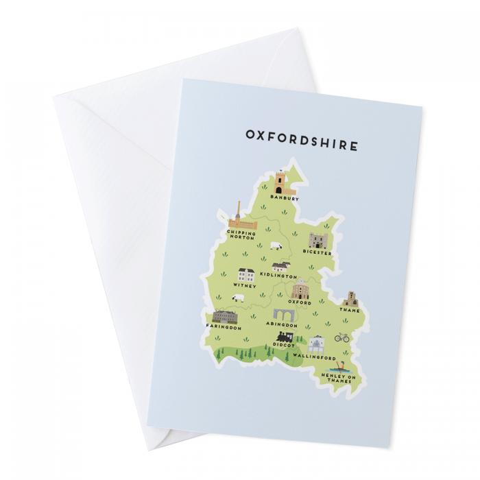Place in Print Pepper Pot Studios Oxfordshire Illustrated Map Greetings Card