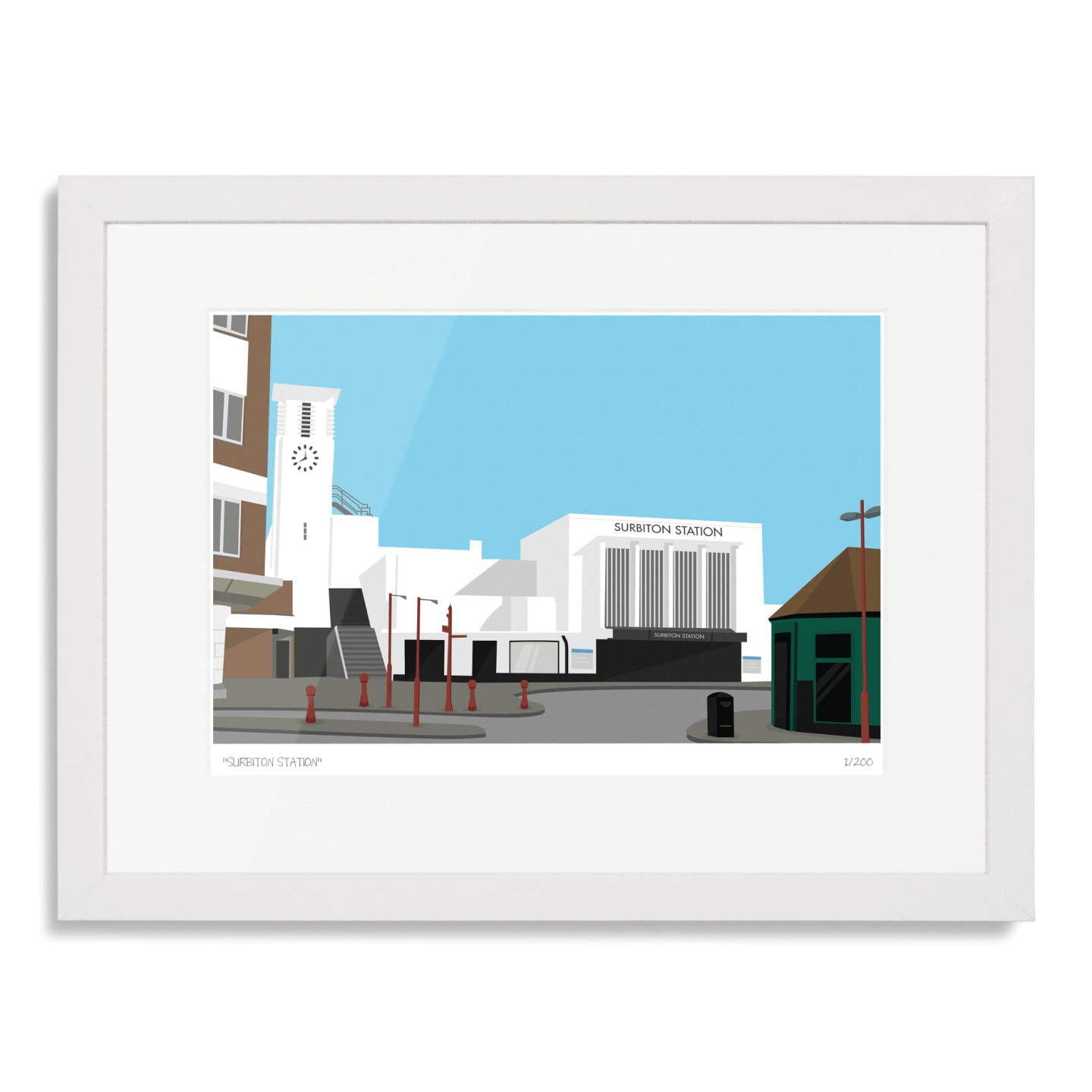 South London Prints Surbiton Station Art Poster Print South London Prints Surbiton Station Art Poster Print