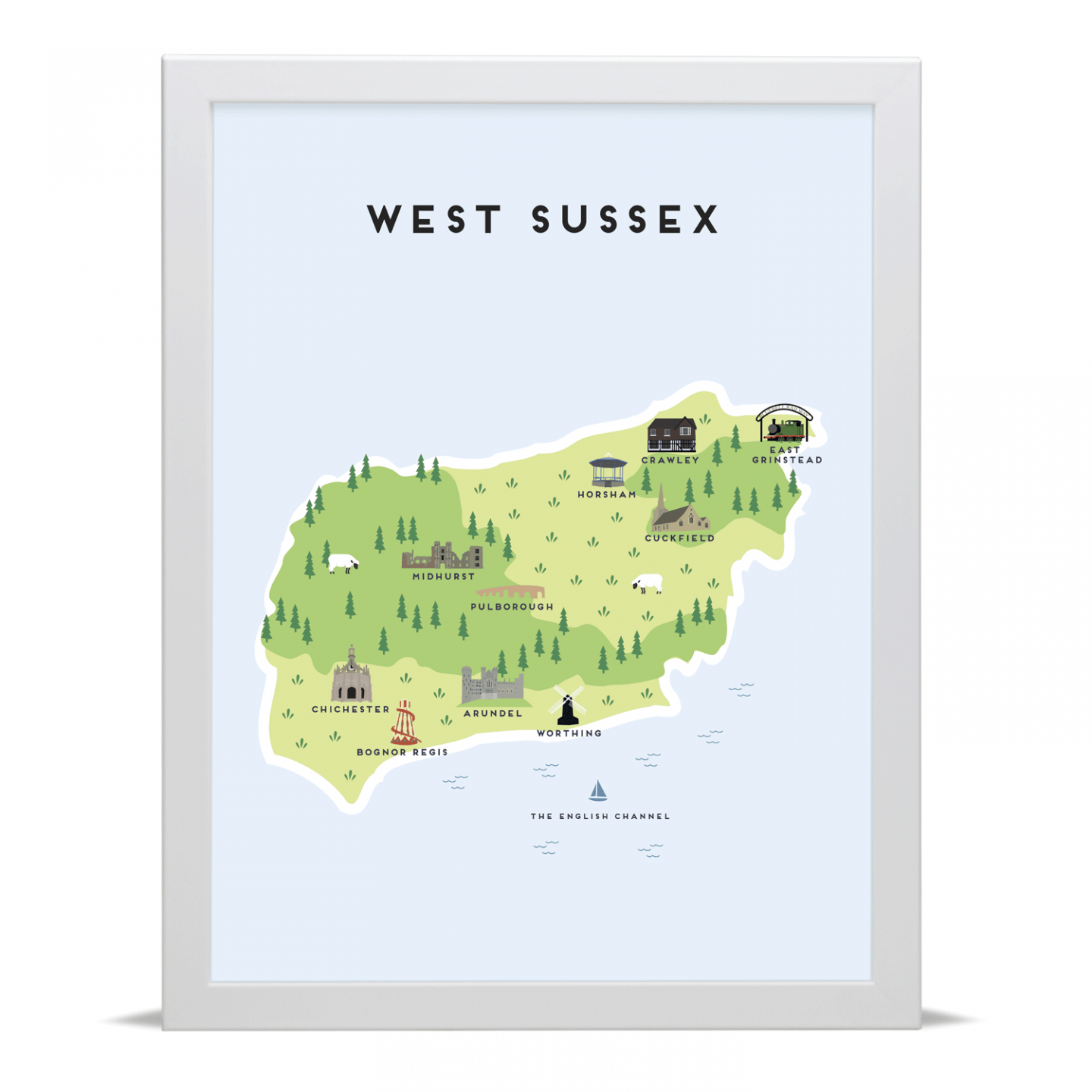 Place in Print Pepper Pot Studios West Sussex Illustrated Map Art Print